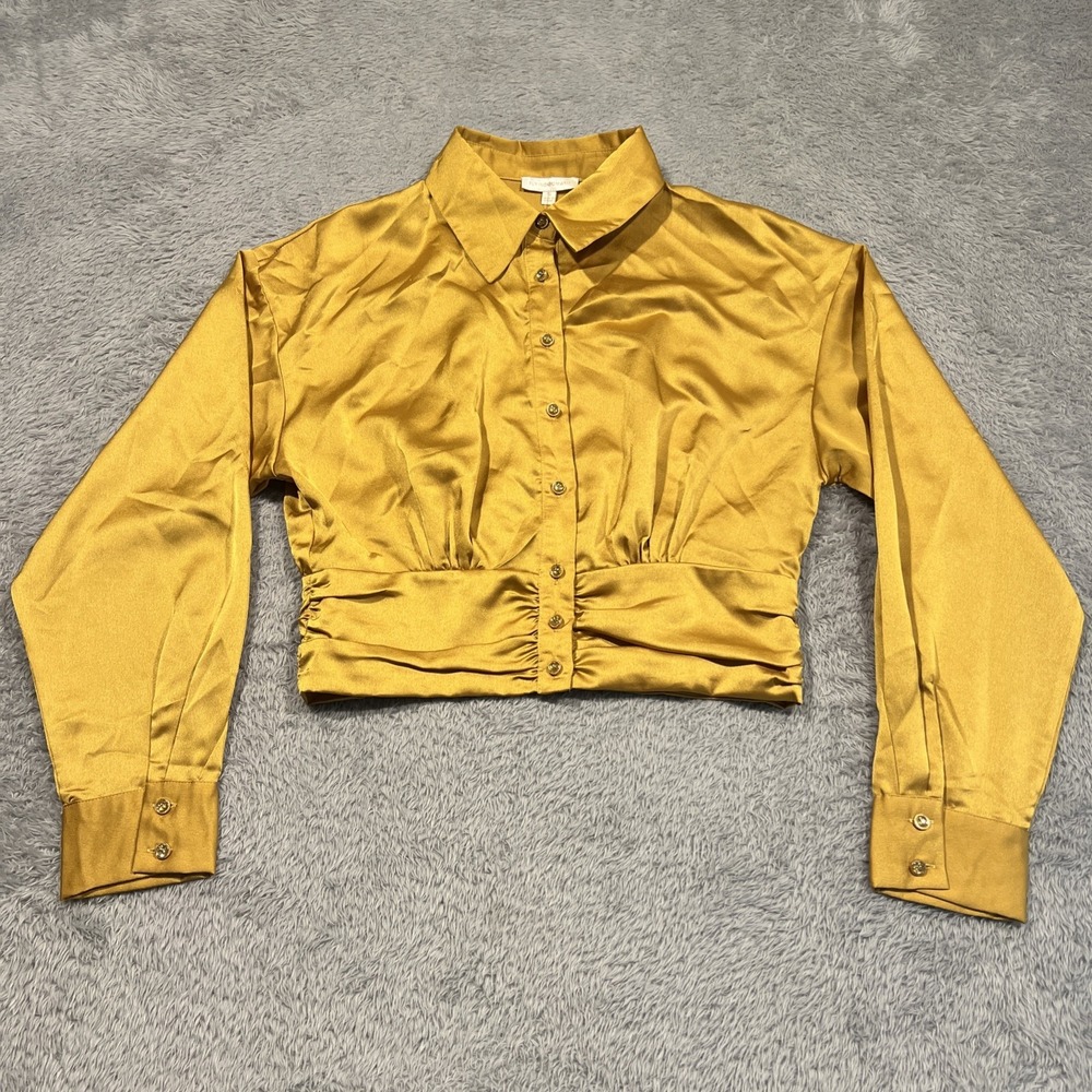 Flying Tomato Gold Button-Up Blouse